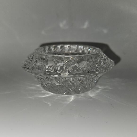 Vintage Pressed Glass Swirl Tealight Holder 3.5" Clear Round Dish - Picture 1 of 4
